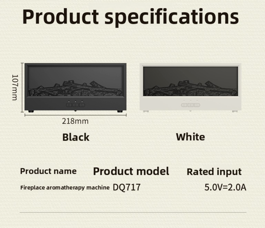 Fireside Mist Fireplace Humidifier with 3D Flame and Remote Control